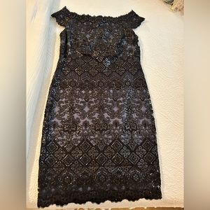 Tadashi Shoji navy blue sequined dress